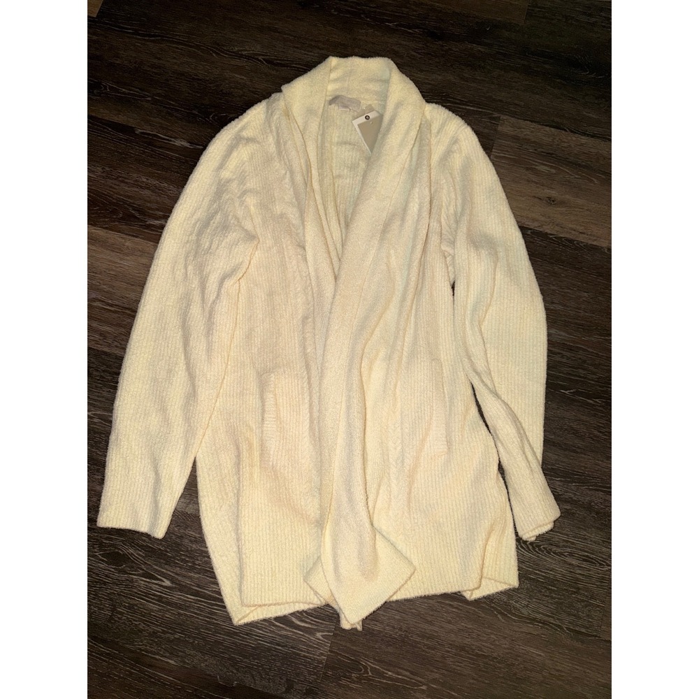 Barefoot Dreams‎ CozyChic Lite Ribbed Cardigan Cream Shawl Collar Large NWT